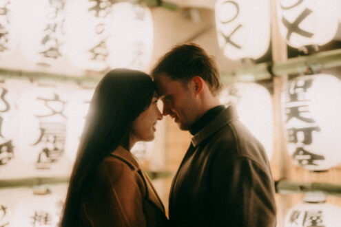Tokyo cinematic night engagement photoshoot - Ippei and Janine Photography