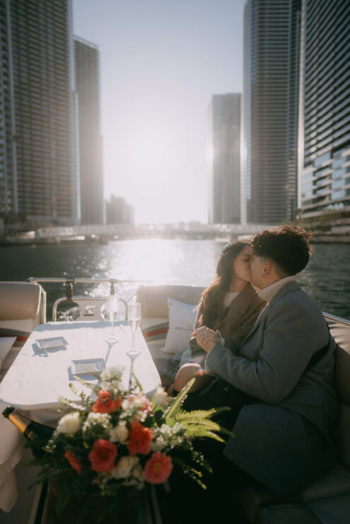 Tokyo engagement photoshoot on private boat cruise