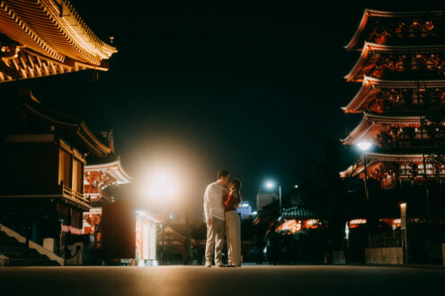 Tokyo night cinematic engagement photoshoot by Ippei and Janine Photography
