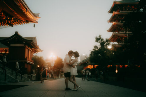 Tokyo cinematic engagement photography at night - Ippei and Janine Photography