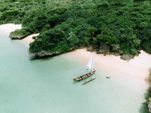 Sabani (traditional Okinawan saiboat), Japan off-the-beaten-path drone photography by Ippei and Janine