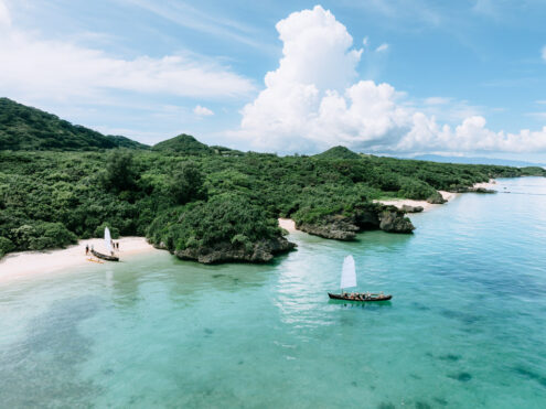 Ishigaki Island with Sabani (traditional sailing boat), Japan off-the-beaten-path drone photography by Ippei and Janine