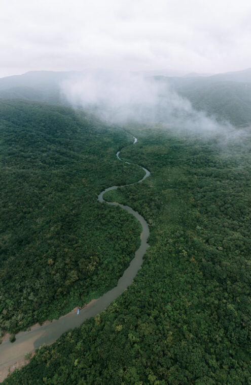 Jungle river, tropical Japan off-the-beaten-path drone photography by Ippei and Janine