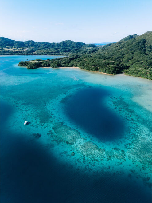 Blue hole, Tropical Japan off-the-beaten-path drone photography by Ippei and Janine