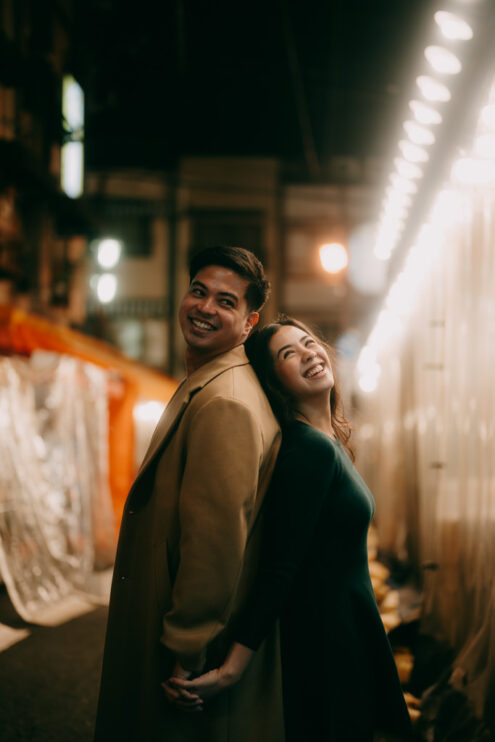 Tokyo engagement portrait at night - Ippei and Janine Photography