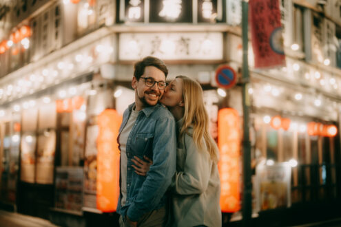 Tokyo night couple photoshoot - Ippei and Janine Photography