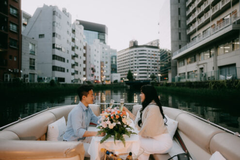 Tokyo private boat cruise engagement photoshoot