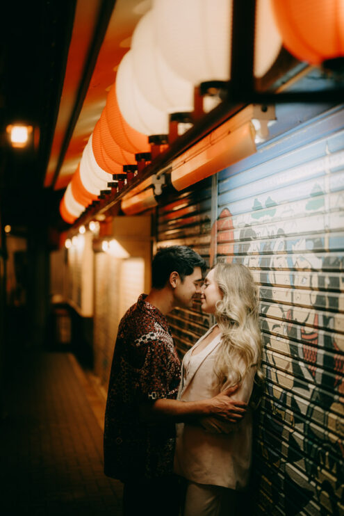 Tokyo evening engagement portrait by Ippei and Janine Photography