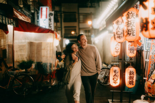 Tokyo evening engagement photography - Ippei and Janine Photography