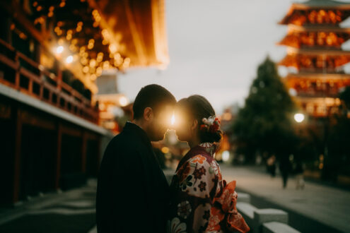 Tokyo evening couple photography by Ippei and Janine Photography
