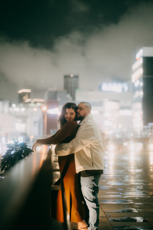 Tokyo night engagement photography - Ippei and Janine Photography