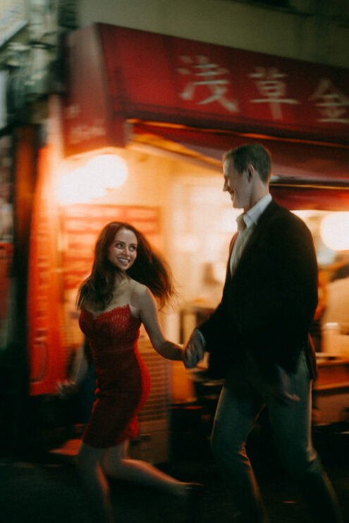 Cinematic Tokyo engagement photography at night - Ippei and Janine Photography