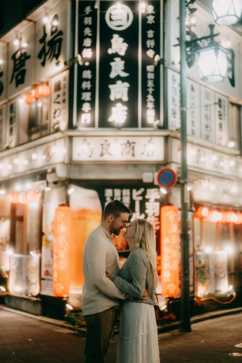 Tokyo engagement photography at night - Ippei and Janine Photography