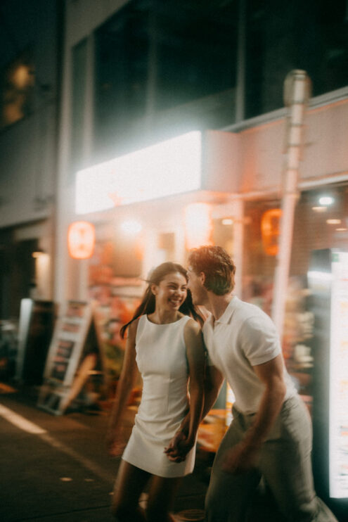 Tokyo cinematic portrait photography at night - Ippei and Janine Photography