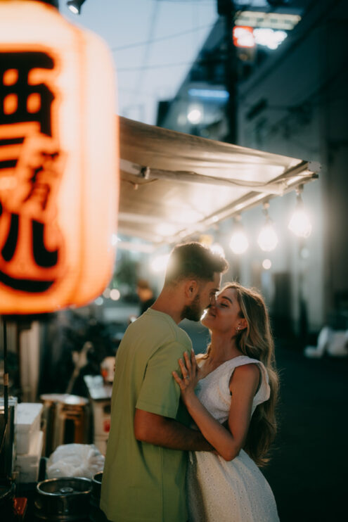 Tokyo evening engagement portrait - Ippei and Janine Photography