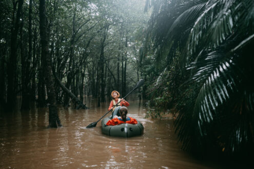 Jungle river packrafting, Tropical Japan outdoor adventure photography - Ippei and Janine Photography