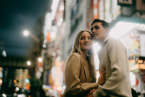 Tokyo cinematic engagement photoshoot - Ippei and Janine Photography