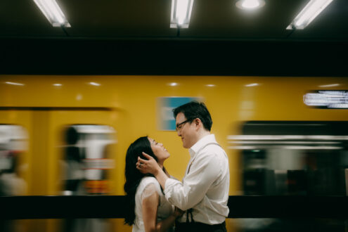 Tokyo train engagement photography - Ippei and Janine Photography