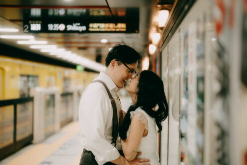 Tokyo subway engagement photography - Ippei and Janine Photography