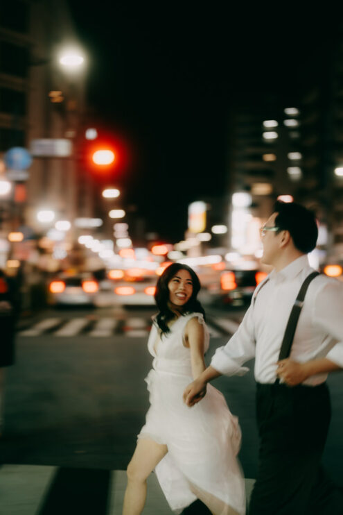 Tokyo night engagement photography - Ippei and Janine Photography