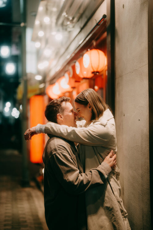 Tokyo night engagement portrait - Ippei and Janine Photography