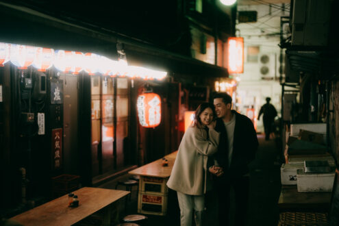 Tokyo evening engagement photography - Ippei and Janine Photography