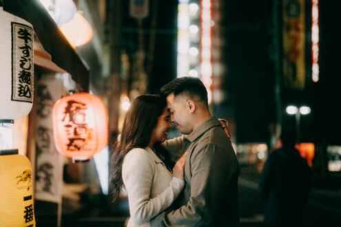 Tokyo night engagement photography - Ippei and Janine Photography
