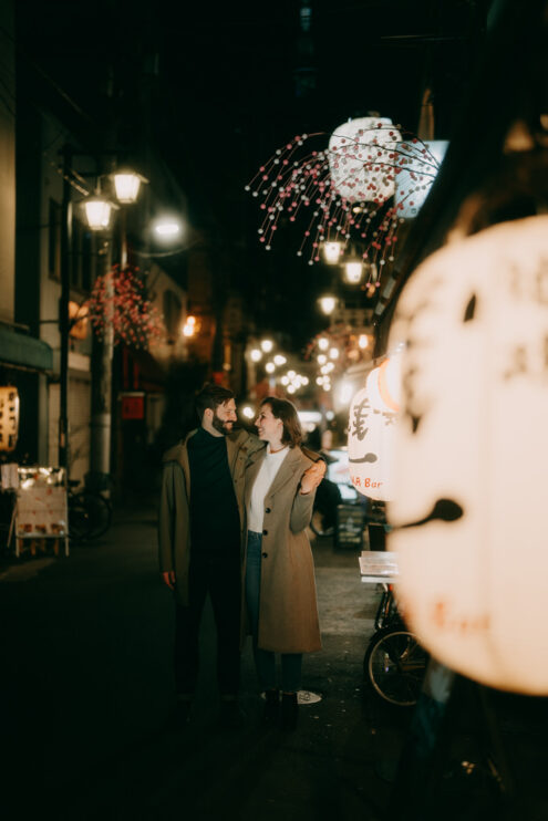 Tokyo night engagement photoshoot by Ippei and Janine Photography