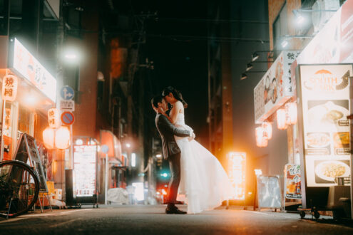 Tokyo pre-wedding photoshoot at night - Ippei and Janine Photography