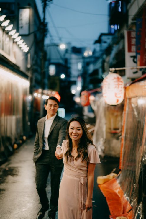 Tokyo Night Couple Portrait Photoshoot in Asakusa by Ippei and Janine Photography
