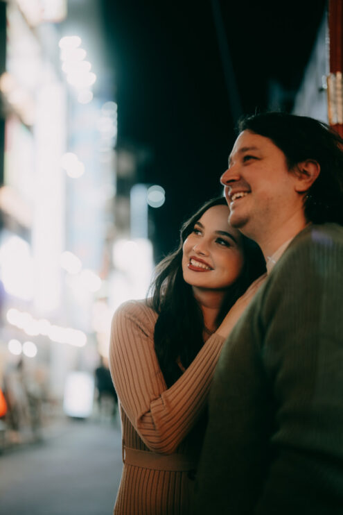 Tokyo engagement photoshoot at night - Ippei and Janine Photography