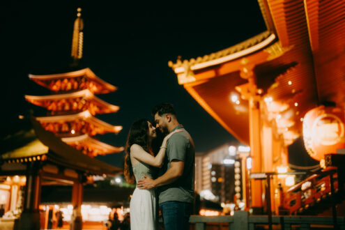 Cinematic Tokyo engagement photography at night by Ippei and Janine Photography