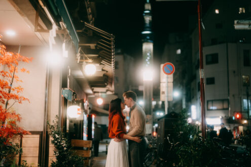 Tokyo engagement photography at night - Ippei and Janine Photography