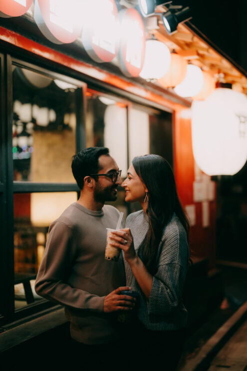 Tokyo engagement photography at night by Ippei and Janine Photography