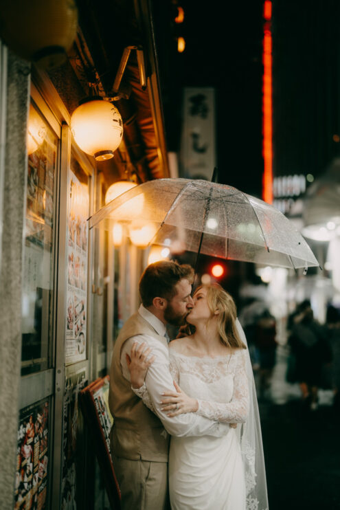 Tokyo elopement portrait at night - Ippei and Janine Photography
