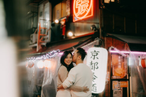 Tokyo engagement photoshoot at night - Ippei and Janine Photography