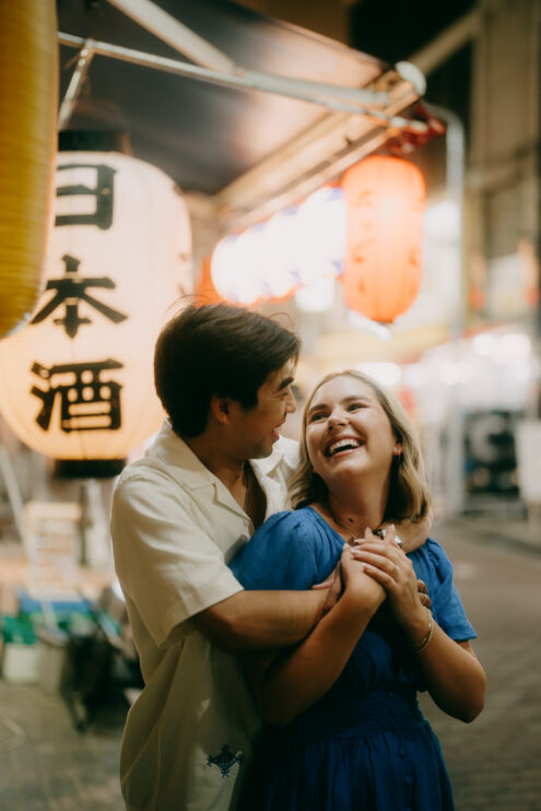 Tokyo night engagement portrait - Ippei and Janine Photography