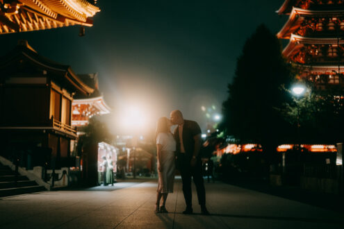 Tokyo cinematic engagement photography at night - Ippei and Janine Photography