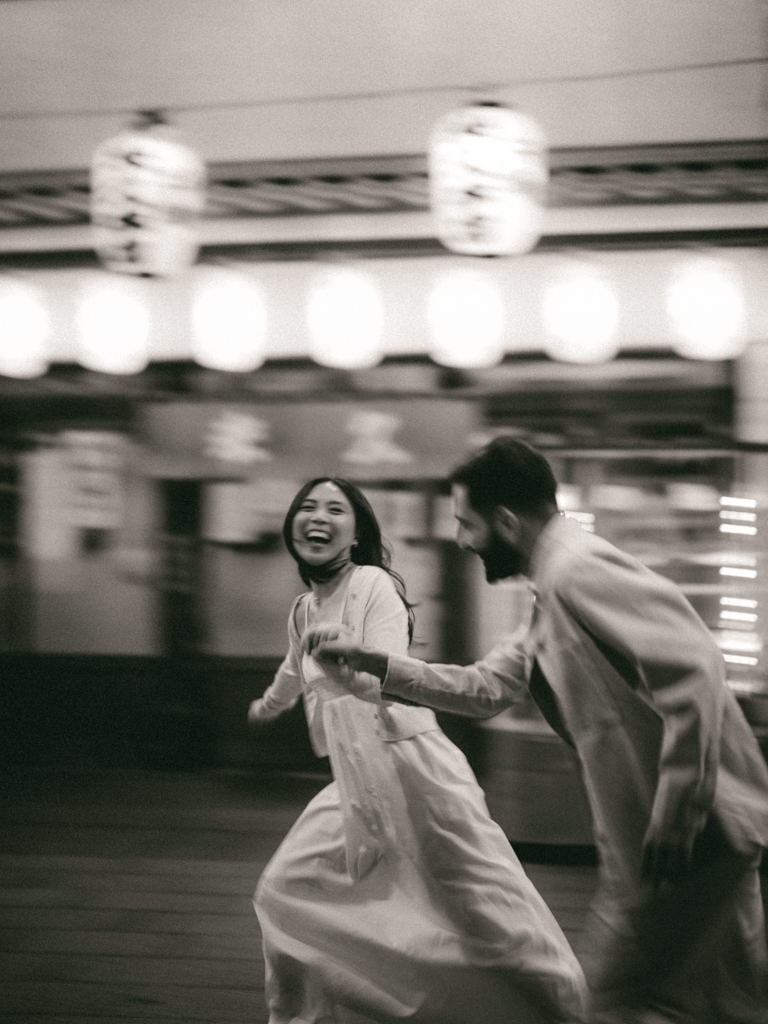 Tokyo engagement photography in black and white - Ippei and Janine Photography