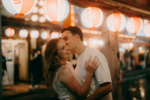 Tokyo cinematic engagement photography at night - Ippei and Janine Photography