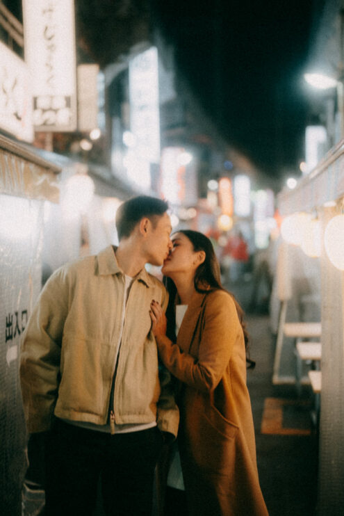Tokyo cinematic night engagement photoshoot - Ippei and Janine Photography