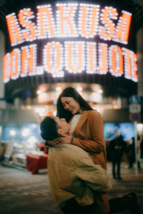 Tokyo cinematic evening engagement photoshoot - Ippei and Janine Photography