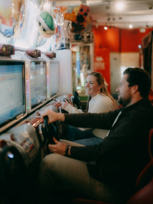 Tokyo engagement photoshoot in arcade - Ippei and Janine Photography
