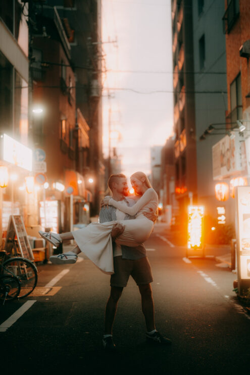 Tokyo cinematic engagement photography by Ippei and Janine Photography