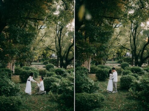 Tokyo surprise proposal photoshoot in park - Ippei and Janine Photography