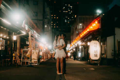 Tokyo engagement photography at night by Ippei and Janine Photography