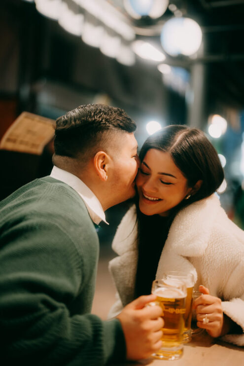 Tokyo izakaya couple photoshoot in winter - Ippei and Janine Photography