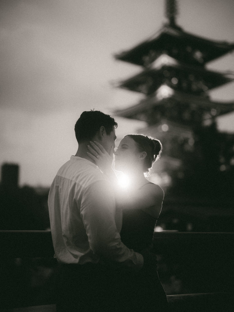 Tokyo black and white engagement photography - Ippei and Janine Photography