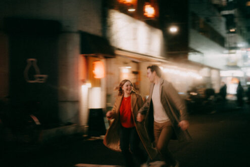 Tokyo cinematic engagement photoshoot at night - Ippei and Janine Photography