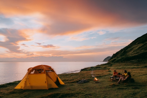 Wild camping by the beach, Tokyo Bay, Japan